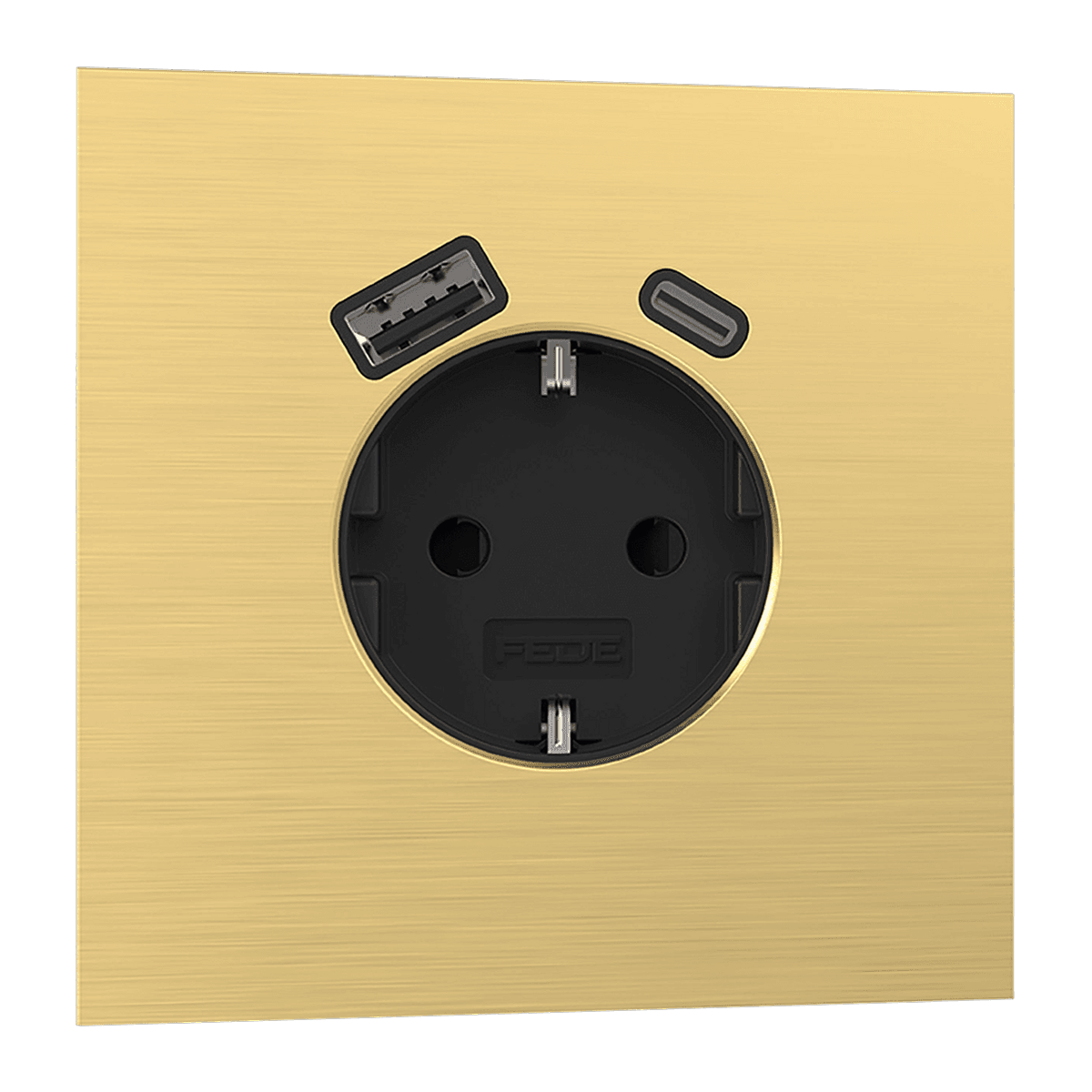 Light & Button · Gold · Enchufe schuko con USB