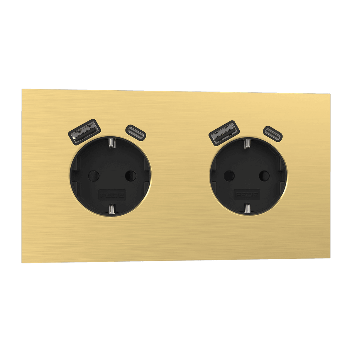Light & Button · Gold · Enchufe schuko con USB